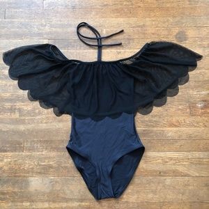 BLACKMILK Flouncing Off Black Bodysuit - Limited